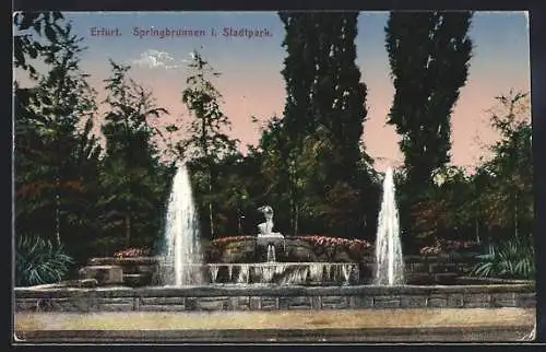 AK Erfurt, Springbrunnen im Stadtpark