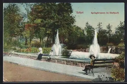 AK Erfurt, Springbrunnen im Stadtpark