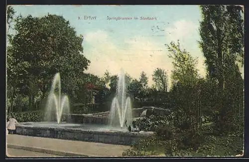 AK Erfurt, Springbrunnen im Stadtpark