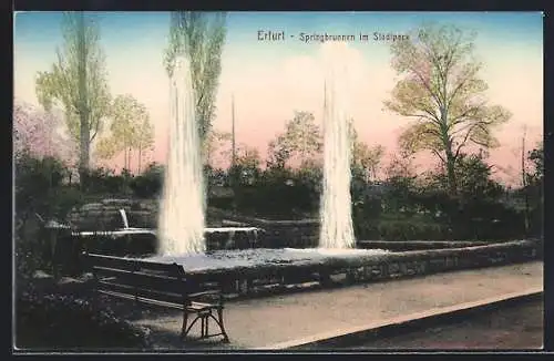 AK Erfurt, Springbrunnen im Stadtpark