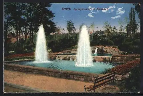 AK Erfurt, Springbrunnen im Stadtpark