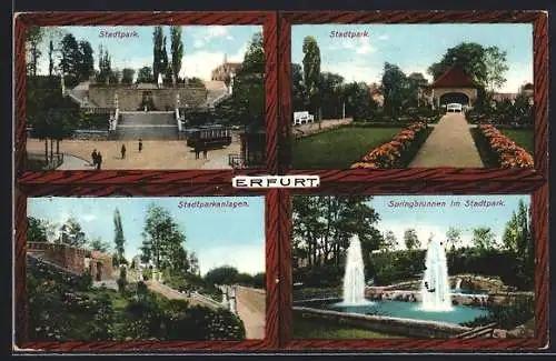 AK Erfurt, Stadtparkanlagen, Springbrunnen, Treppe