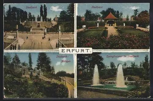 AK Erfurt, Stadtpark-Anlagen und Springbrunnen