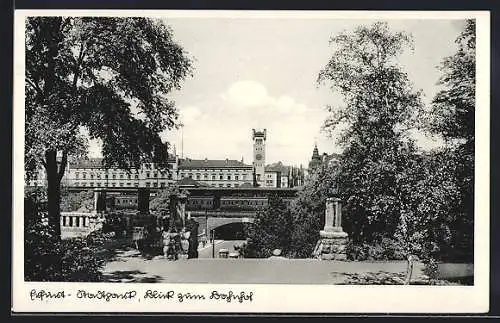 AK Erfurt, Stadtpark mit Blick zum Bahnhof