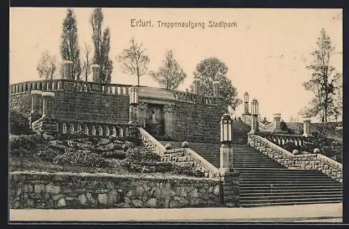 AK Erfurt, Treppenaufgang zum Stadtpark