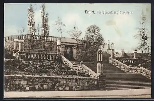 AK Erfurt, Treppenaufgang Stadtpark