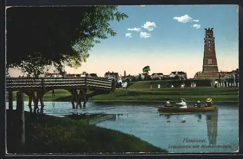 AK Hannover, Leinepartie mit Bismarcksäule