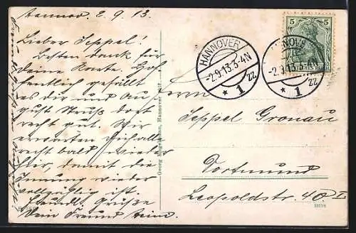 AK Hannover, Leinepartie mit Bismarcksäule