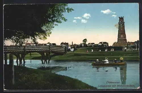 AK Hannover, Leinepartie mit Bismarcksäule