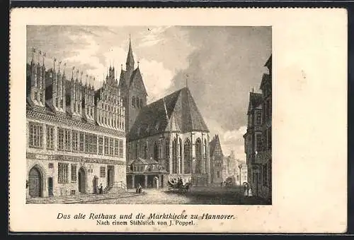 Künstler-AK Hannover, Altes Rathaus mit Marktkirche