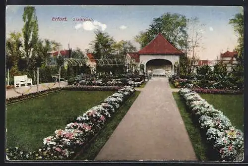 AK Erfurt, Stadtpark m. Pavillion