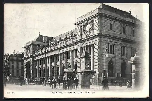 AK Geneve, Hotel des Postes um 1900