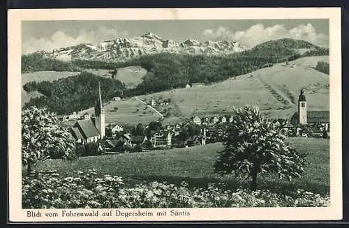 AK Degersheim, Blick vom Fohrenwald auf Ort und Säntis