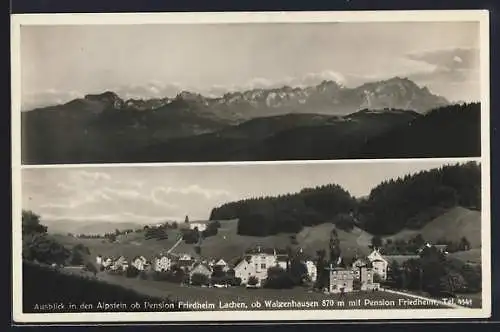 AK Lachen ob Walzenhausen, Ausblick in den Alpstein ob Pension Friedheim Lachen mit Pension Friedheim