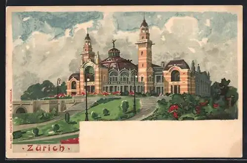 Lithographie Zürich, Blick zur Tonhalle