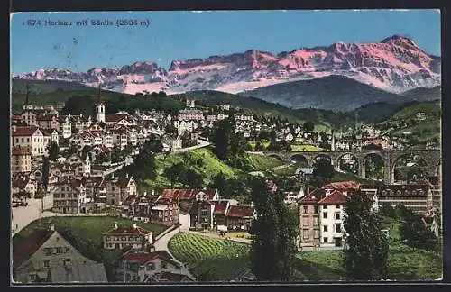 AK Herisau, Ortspanorama mit Säntis