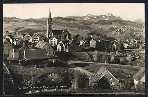 AK Rehetobel, Teilansicht mit Kirche und Säntis