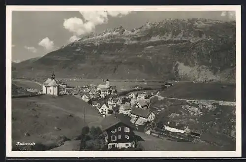 AK Andermatt, Teilansicht mit Kirche