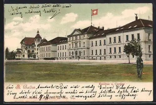 Künstler-AK St. Gallen, Kaserne und Cantine