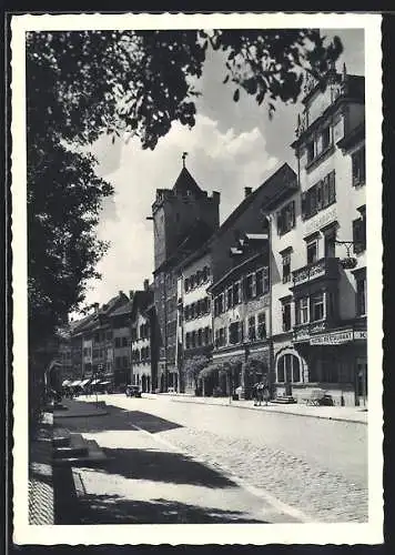 AK Rheinfelden, Strasse Marktgasse mit Hotel Krone und Rathaus