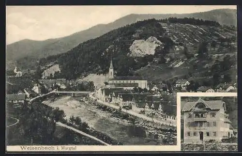 AK Weisenbach i. Murgtal, Ansicht vom Gasthaus Hirsch, Ortsansicht