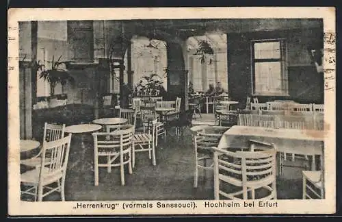 AK Hochheim bei Erfurt, Cafe Herrenkrug vorm. Sanssouci, Innenansicht