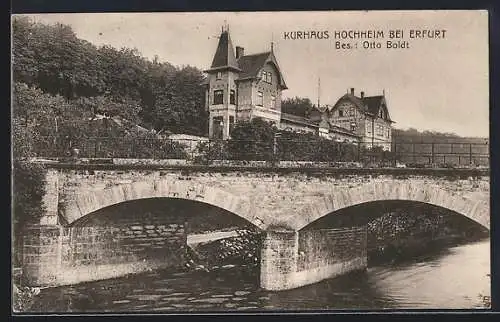 AK Erfurt-Hochheim, Kurhaus Hochheim mit Brücke