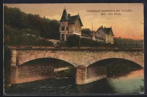 AK Erfurt-Hochheim, Kurhaus Hochheim mit Brücke