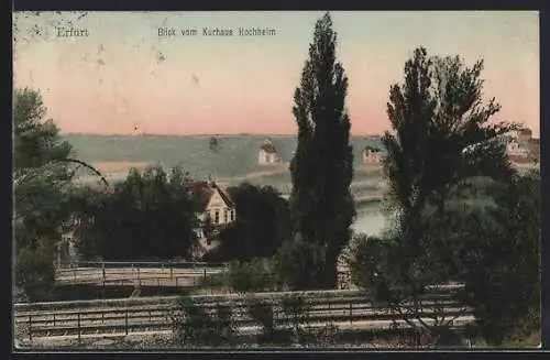 AK Erfurt, Blick vom Kurhaus Hochheim mit Bahngleis