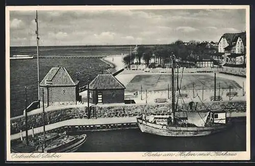 AK Laboe / Ostsee, Hafen mit Kurhaus