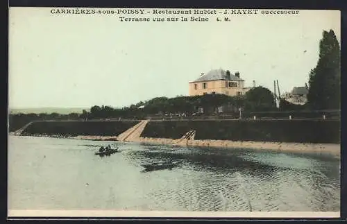 AK Carrières-sous-Poissy, Restaurant Hublet, Terrasse vue sur la Seine