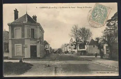 AK Gambais /S.-et-O., Le Bureau de Poste, Route de Houdan