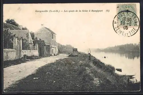 AK Gargenville, Les quais de la Seine à Rangiport