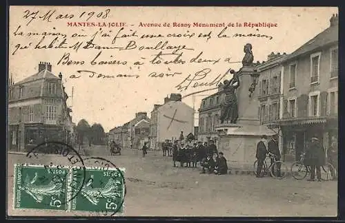 AK Mantes-la-Jolie, Avenue de Rosny, Monument de la Republique