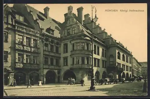 AK München, Münchner Hofbräuhaus, Ansicht mit Strasse