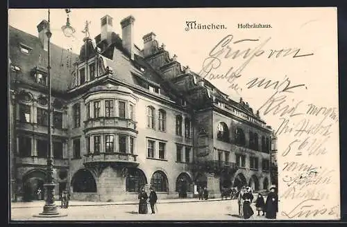 AK München, Münchner Hofbräuhaus mit Strasse