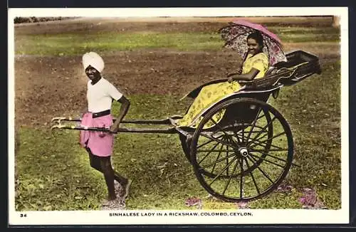 AK Colombo, Sinhalese Lady in a Rickshaw, Rikscha