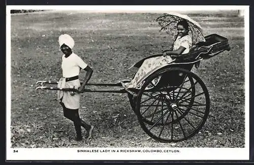 AK Colombo, Sinhalese Lady in a Rickshaw, Rikscha