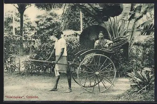 AK Ceylon, Tamil Girl, in Ricksha, Indische Frau in einer Rikscha