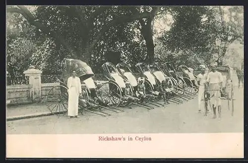 AK Sri Lanka, Rickshaw's in Ceylon, Gruppe von Rikscha Fahrern