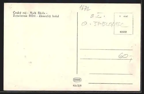AK Malá Skála, Cesky raj, Zotavovna ROH, Zamecky hotel