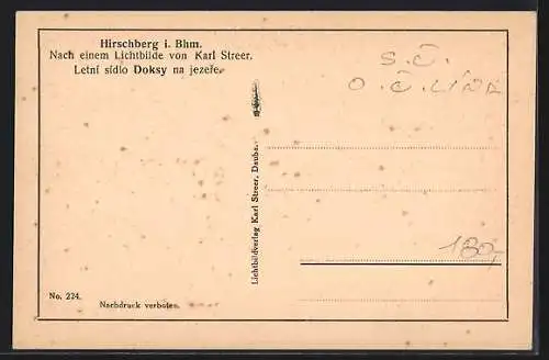 AK Hirschberg / Böhmen, Perspektive aus der Vogelschau