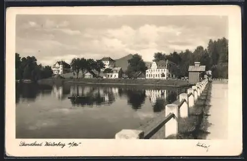 AK Wartenberg a. Roll, Strandbad mit Uferstrasse und Umgebung