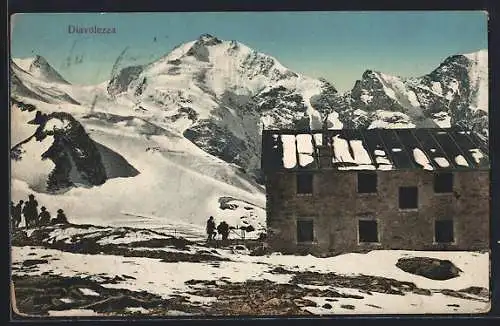 AK Diavolezza-Hütte, Besucher an der Berghütte