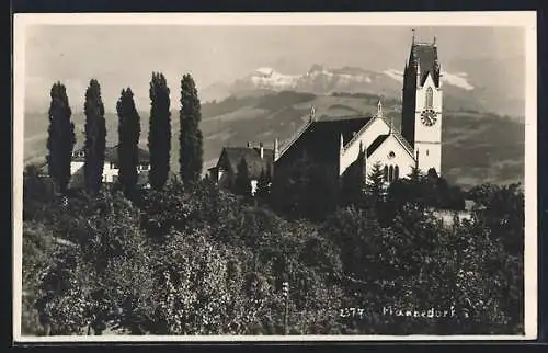 AK Männedorf, Ortsansicht mit der Kirche