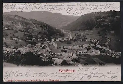 AK Schönau / Wiesenthal, Totalansicht von oben