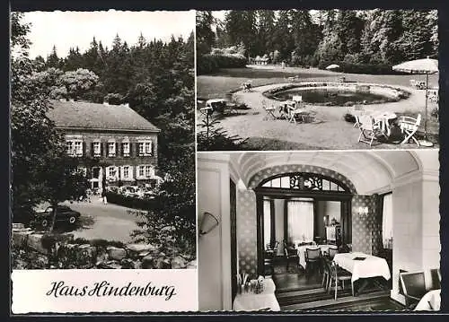 AK Bad Kreuznach, Gräfenbacher-Hütte, Hotel-Café-Restaurant Haus Hindenburg v. Wolfagng Schmuck, mit Garten