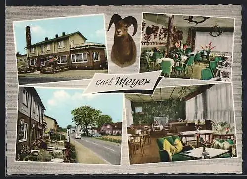 AK Leezen / Segeberg, Das Café Meyer mit Innenansichten