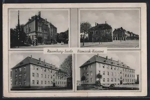 AK Naumburg / Saale, Bismarck-Kaserne, Gebäude m. Kanone, Eingang, Aussenansicht