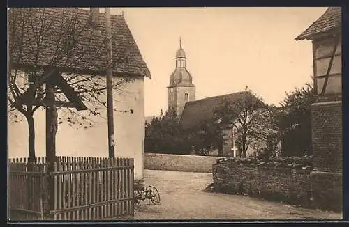 AK Hochheim / Erfurt, Partie an der Kirche